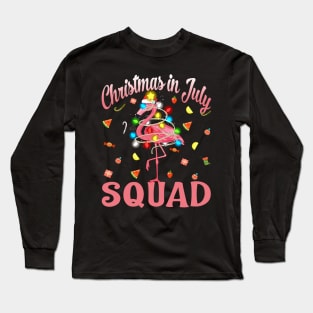 Flamingo Christmas In July Squad Funny Summer Xmas Long Sleeve T-Shirt